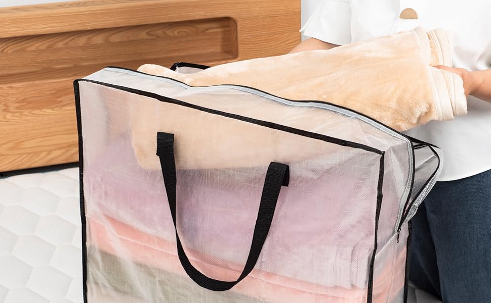 wsryx 6 Pack Large Clear Storage Bags for Moving Houses, Laundry Bags