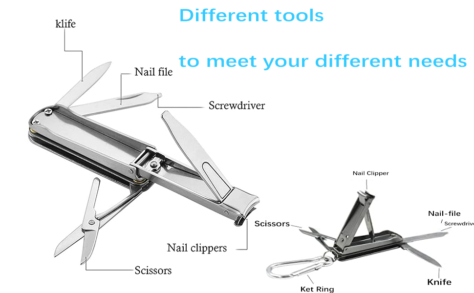 5in1 Multi Nail Clippers, Mini Foldable Portable Nail