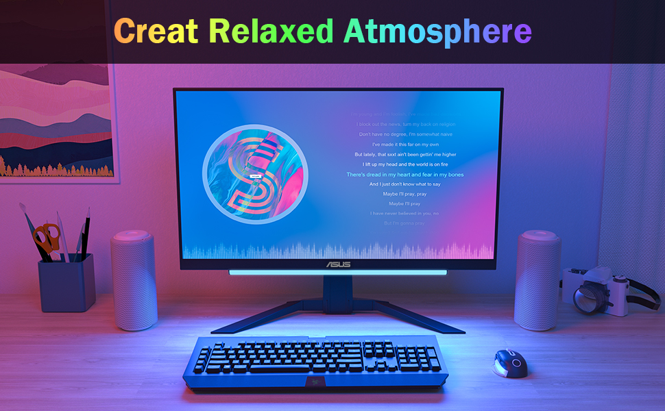 ABCidy Under Monitor Light Bar, RGB 3 Music Sync Modes Screenbar Light