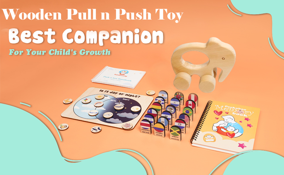 Buy CuteBUZZ™ Wooden Toy Elephant Pull Push Along Toy for Kids Boy and