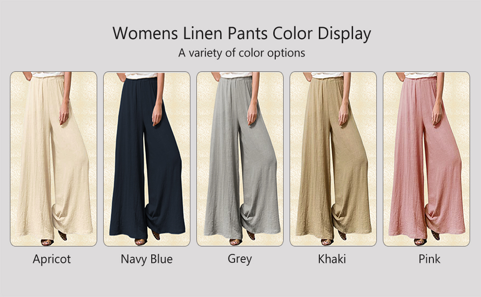Solid Color Flowy Pants Full Length Trousers For Women & Teen Girls