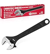 10-Inch Adjustable Wrench, Black Oxide Finish Wide Jaw Spanner with Inch/Metric Scale, Premium Dr...