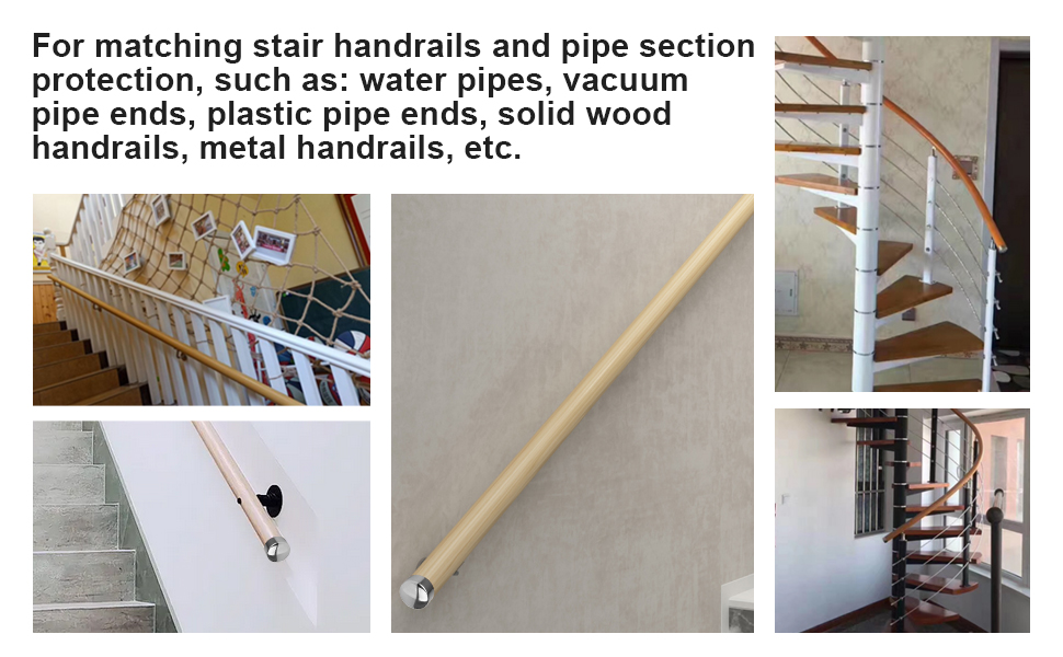 QUCUMER 4 Pcs Handrail End Caps, Round End Cap Cover Stainless Steel