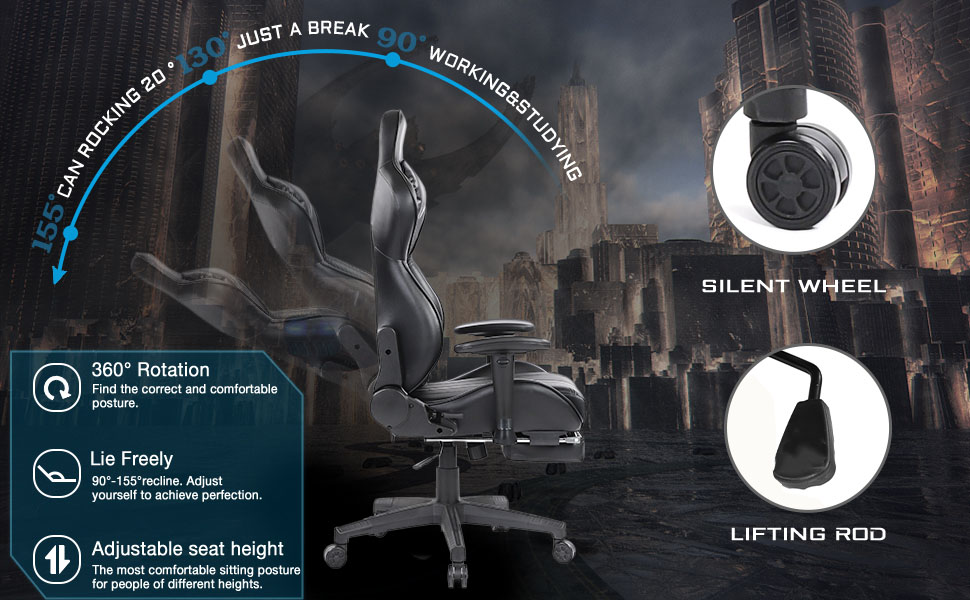 Dratal Gaming Chair Ergonomic Racing Style Recliner with Massage Lumbar