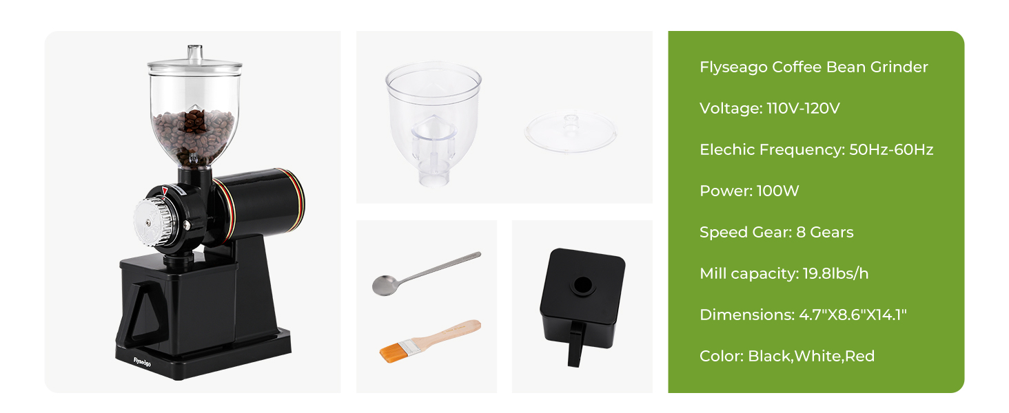 Flyseago Electric Coffee Grinder Flat Burr Espresso Grinder Commercial & Homeuse