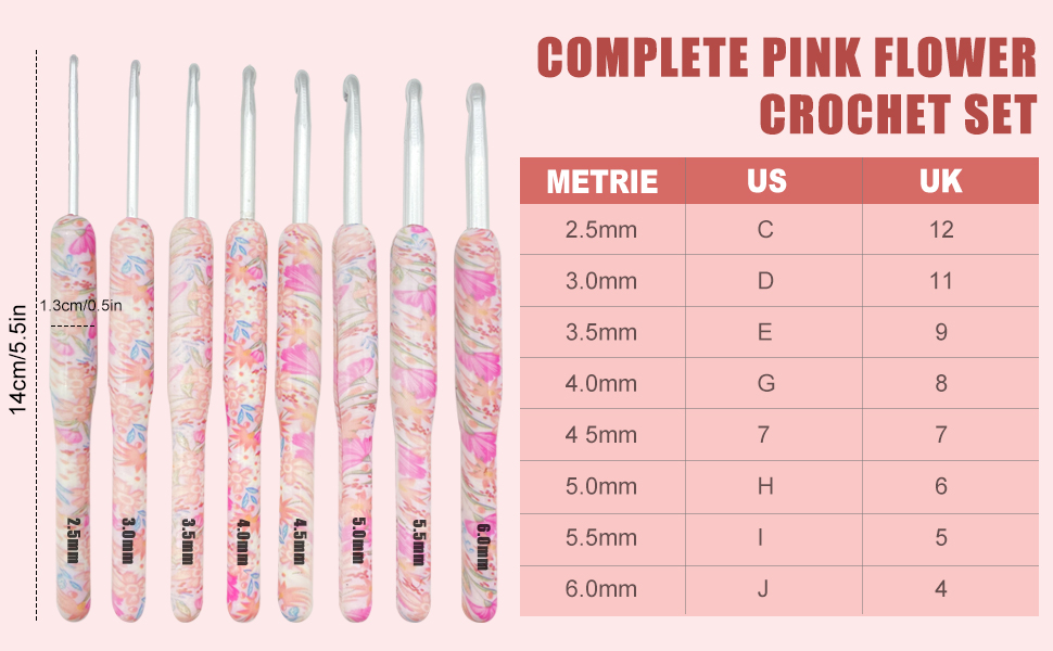 Crochet Hooks Sets for Beginners, 8Pcs Crochet Hooks Sets Plastic Grip