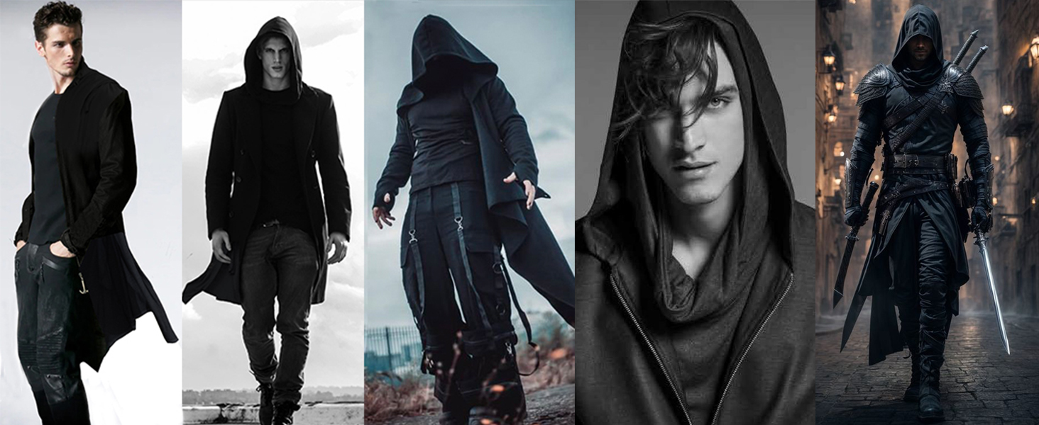 Men's Ruffle Shawl Collar Cardigan men's cardigan sweaters cotton mens black cloak