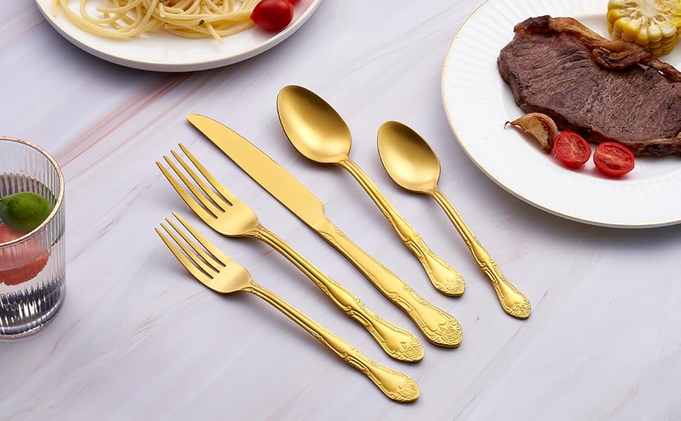 30Piece Gold Silverware Set, FULLYWARE Stainless Steel