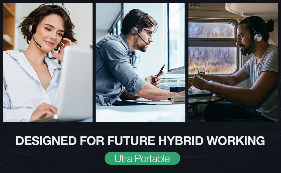 Yealink WH62 portable headset being worn