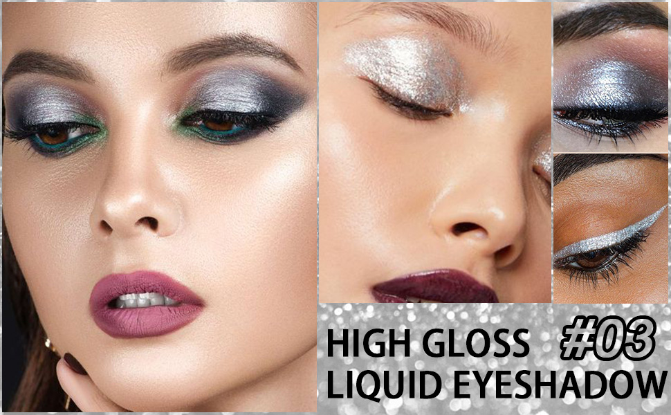 2 in 1 White Silver Grey Liquid Glitter Pearl Sparkle