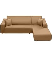 NAISI Sectional Couch Cover L Shape 2 Pieces Sofa Cover Soft Stretch Slipcovers with 2pcs Pillowc...