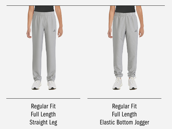 Regular Fit Full Length Straight Leg, Regular Fit Full Length Elastic Bottom Jogger