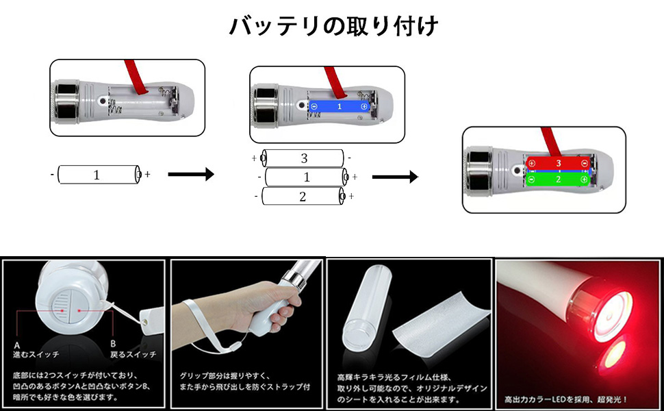 Amazon.co.jp: HAYOKU 2本コンサートライト ペンライト 自動切替