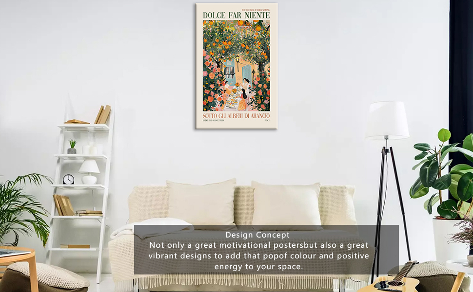 Dolce Far Niente Colorful Art Print, Italy Dinner Party Oranges Wall Art Painting
