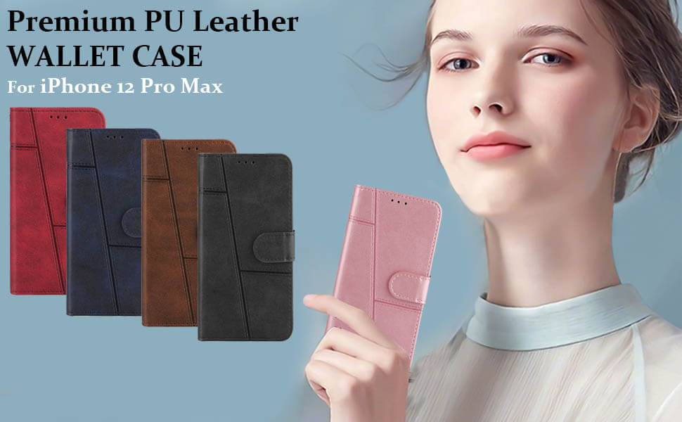 JanCalm for iPhone 12 Pro Max Case Wallet,[Wrist Strap] [Card Holder/Cash Slots