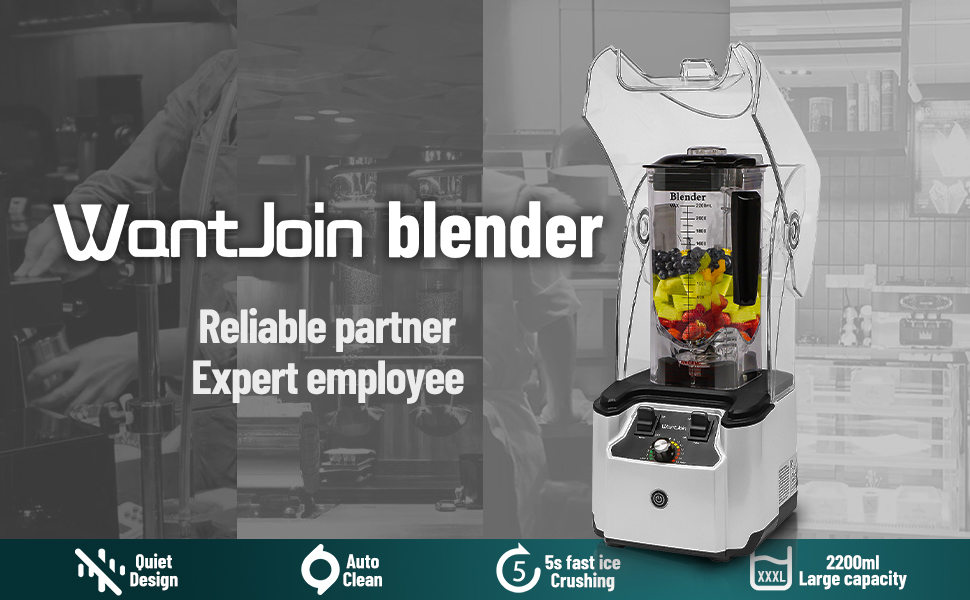 WantJoin Commercial Professional Blender With Shield Quiet