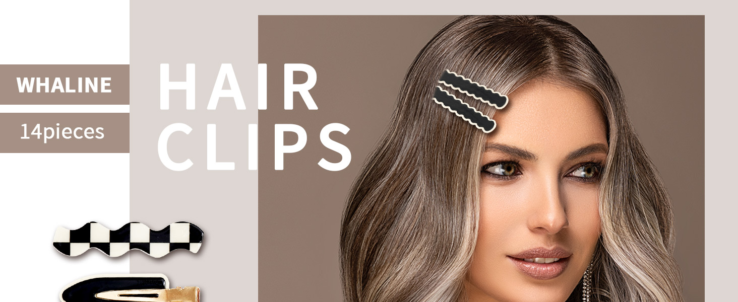 14Pcs White Black Checker Hair PinHair Clips