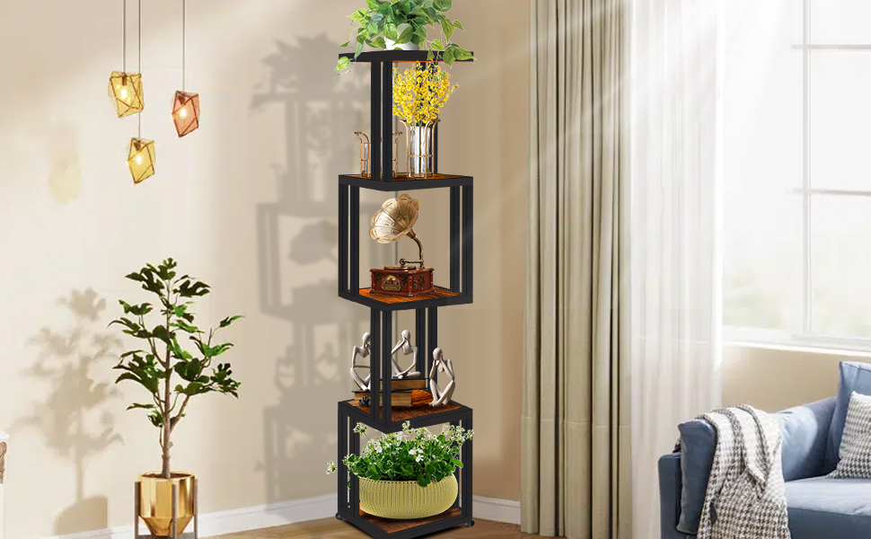 5 Tier Corner Shelf Stand, Industrial 62'' Tall Corner