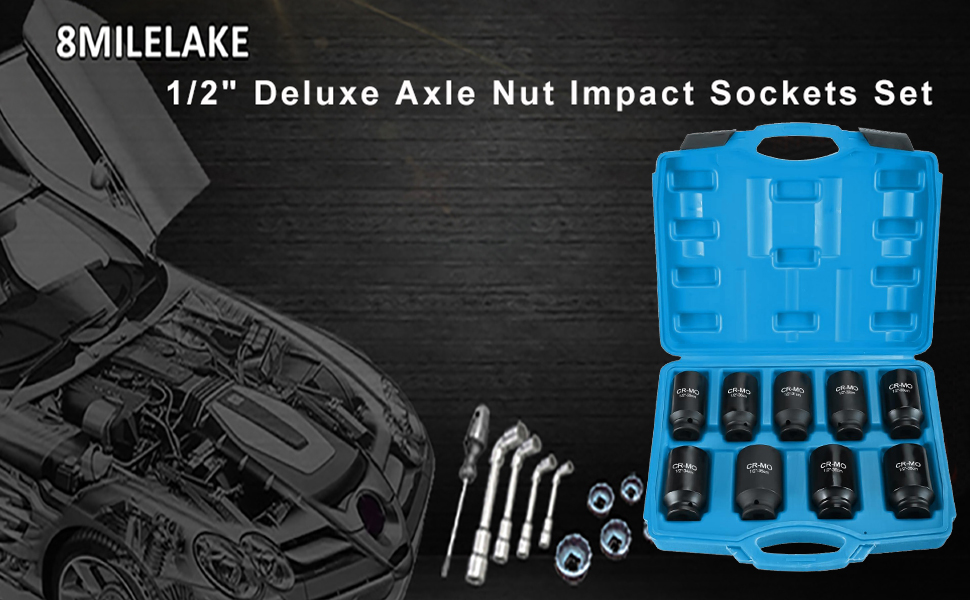 8MILELAKE Axle Nut Impact Sockets Set 9pcs