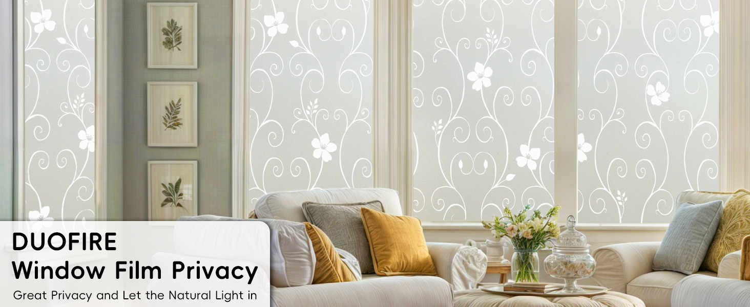 DUOFIRE Window Film Privacy Window Film Frosted Glass Film
