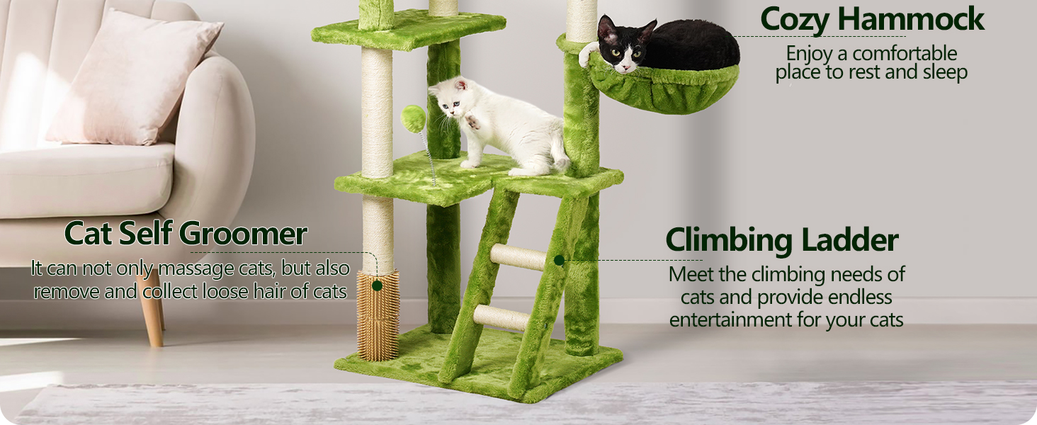 cat tree with leaves
