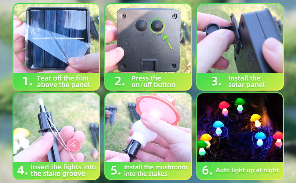 NOWSOK Solar Mushroom String Lights for Outside Garden Decor, Mushroom