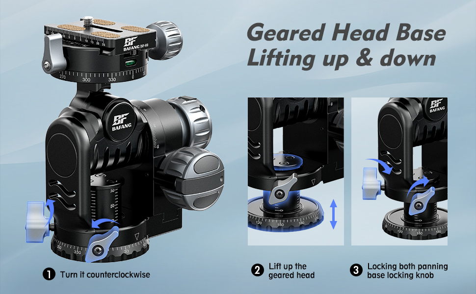 Description Picture 6 of itemVersatile Geared Tripod Heads with Precise Adjustment Knob Photography Accessories with Standard QR Clamp Tripod Head for DSLR