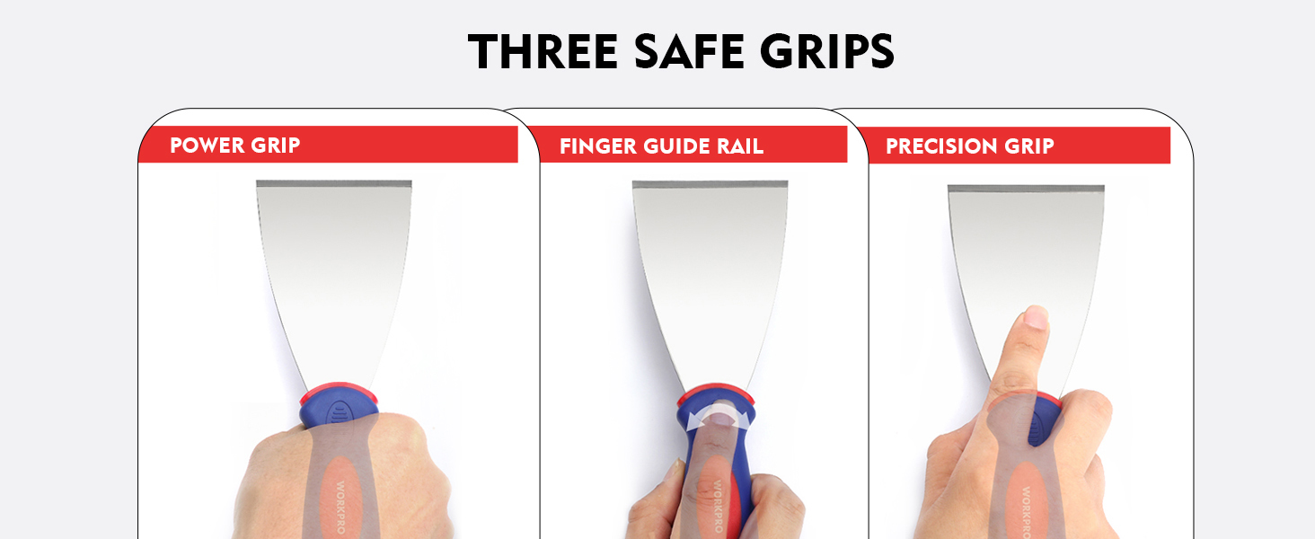 WORKPRO Wallpaper Scrapers 4Piece, Stainless Steel Paint Scraper, Wall