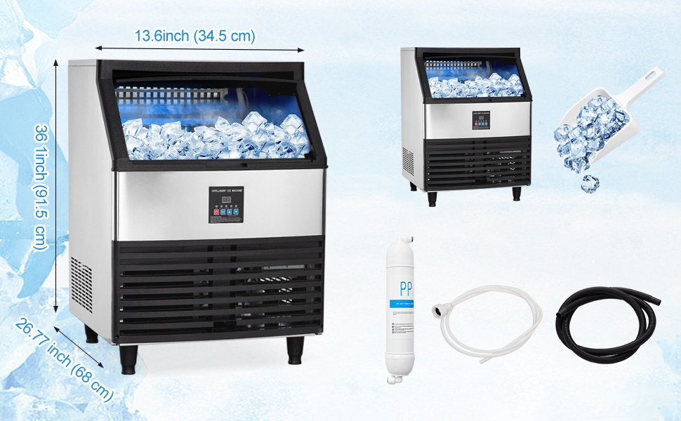 GarveeTech Commercial Ice Maker Machine 300lbs/24H, 100lbs