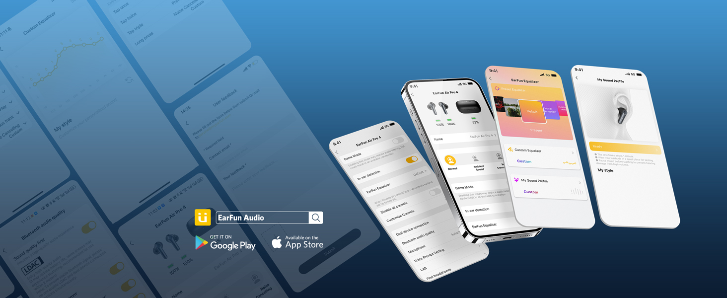 Use the Sound Profile to find the perfect sound for you, and customize the EQ to your preference.
