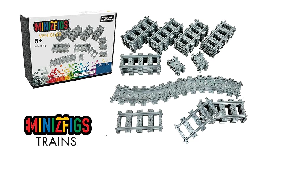 Minizfigs Train Track Expansion Building Brick Toy Set 56