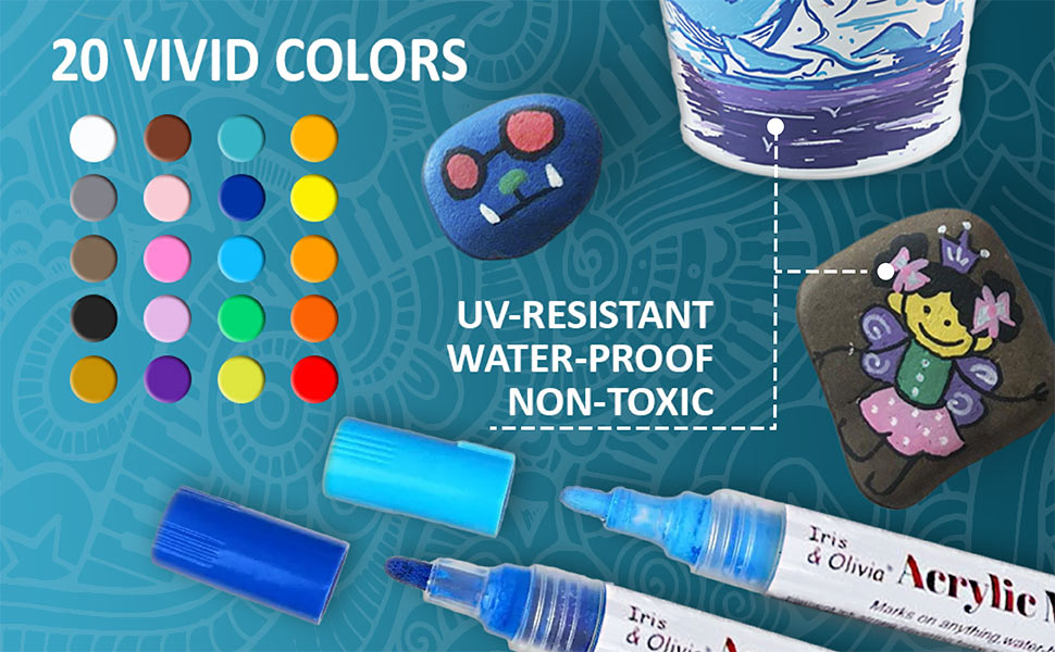 Acrylic Paint Pens, Double Premium Set of 35 Acrylic Paint Markers of Extra Fine and