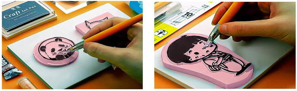 ピンクゴム彫刻 ブロックは版画