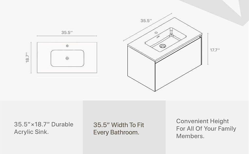 Eviva Modern Wall Mounted Bathroom Vanities Engineered