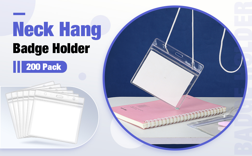 Eaasty 400 Pack Neck Hang Badge Holder with Labels, Clear