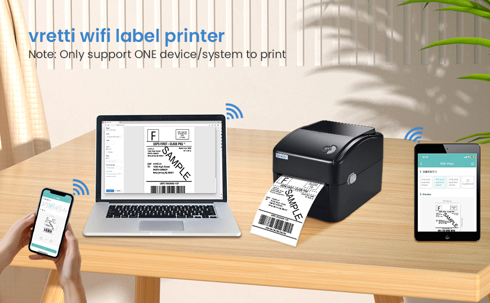 WiFi Thermal Label Printer Wireless Shipping Label Printer for