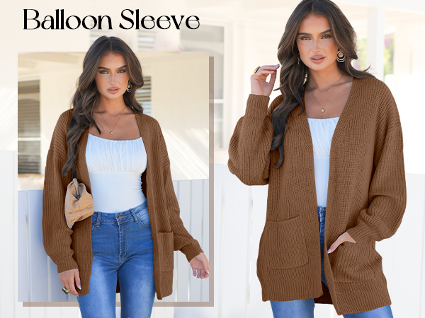 MEROKEETY Women's Chunky Cardigan Sweaters 2025 Lantern Long