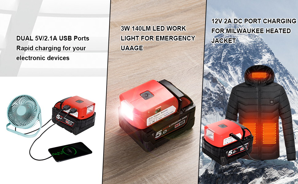 M18 battery adapter led work light