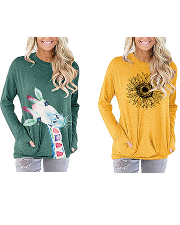 onlypuff womens graphic pocket shirt long sleeve t shirt