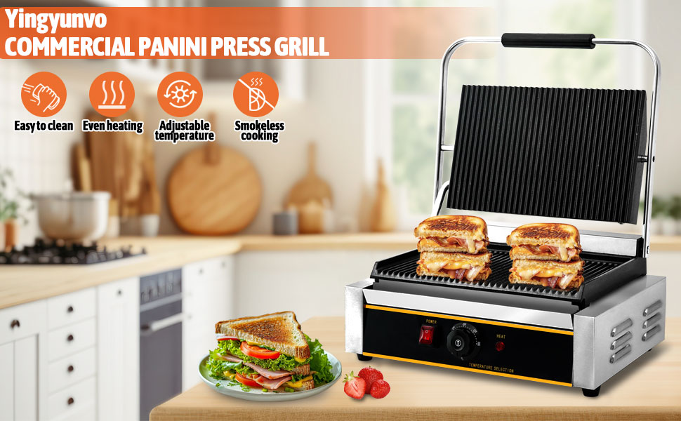 Double-Sided Constant Temperature Electric Grill, Grilling for Crispy Sandwiches