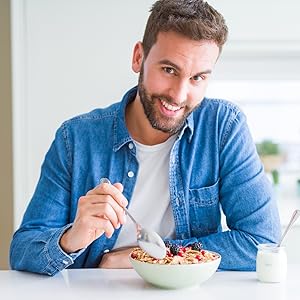 man breakfast eating