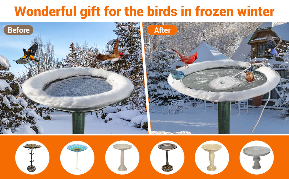 Keten Bird Bath Heater for Outdoors in Winter, 70W