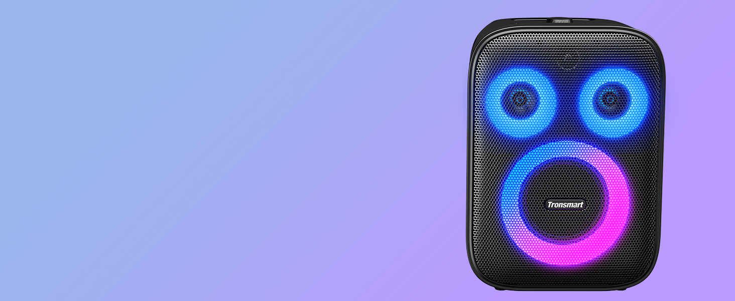 Diseño de cara sonriente y altavoz impactante