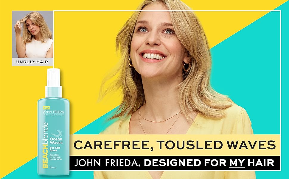 John Frieda Beach Blonde Sea Waves Salt Spray, Wave Texturizing Spray, with Natural Sea Salt to