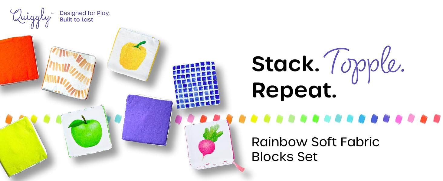Quiggly Rainbow Soft Fabric Blocks Set