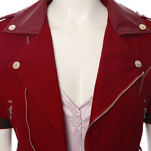 Aerith Gainsborough Cosplay Costume Halloween Red Jacket Dress for Women 5 Detail 1