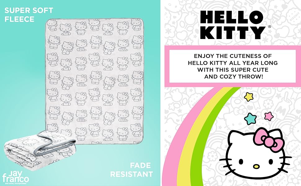 Hello Kitty White Kitties Plush Blanket 