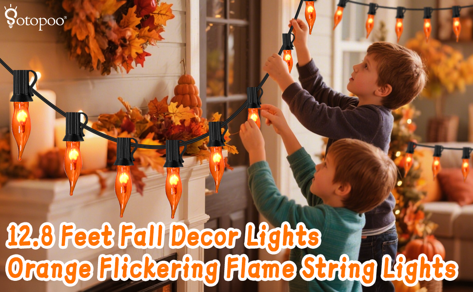 halloween fall decor orange string lights outdoor