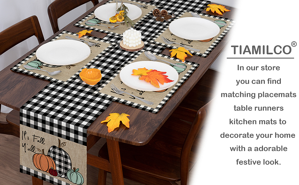 Fall Pumpkin Placemats for Dining Table 12x18 Inch It's