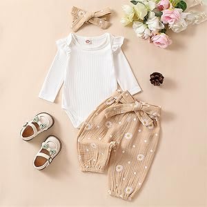 baby girl clothes 6-12 months fall winter onesies long sleeve white onesies clothing pants set